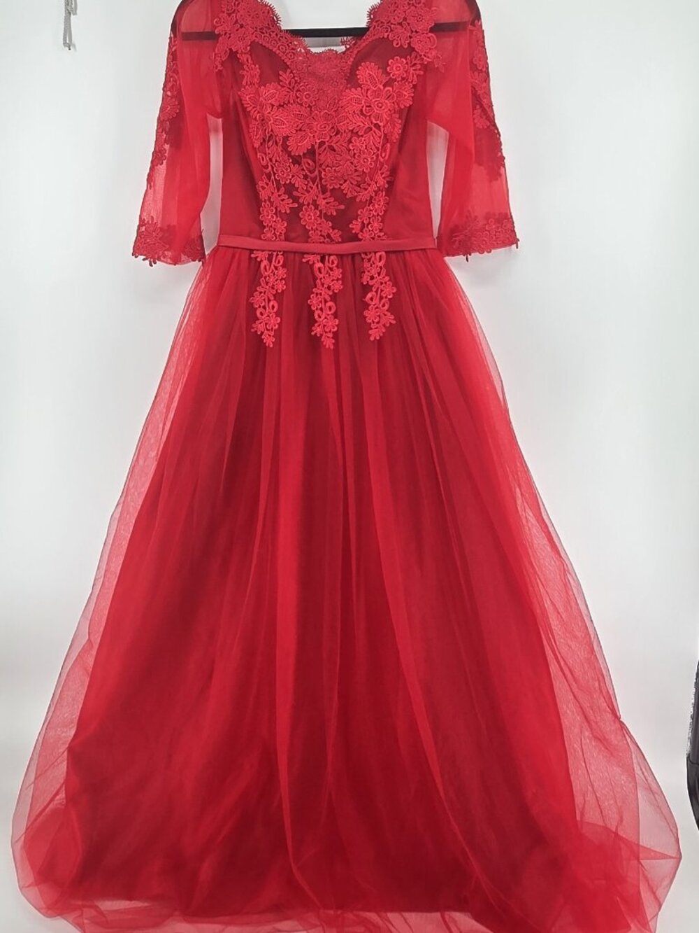 Red Lace Tulle Gothic Gown - Lydia Deetz/Queen of Hearts Costume